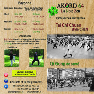 Akord 64 - cours de Taïchi Chuan, Qi Gong, marche nordique - Bungy Pilates - Postural ball - Gymnastique de Gasquet - Sport et santé - Bayonne - Anglet