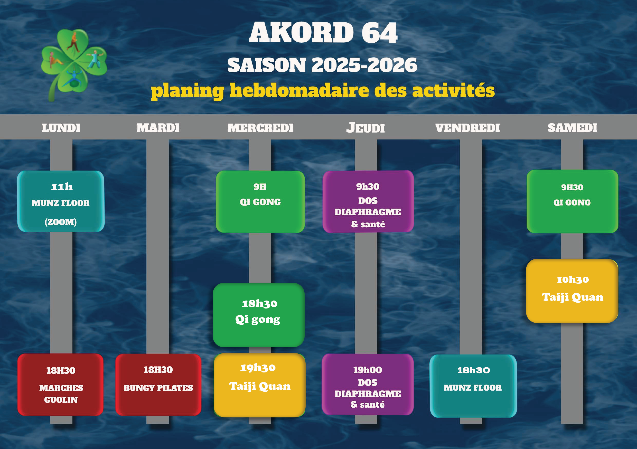 AKORD 64 - Cours de Taiji Quan - École du dos Bayonne - Qi Gong - Marches Nordiques - Gym De Gasquet - Munz Floor