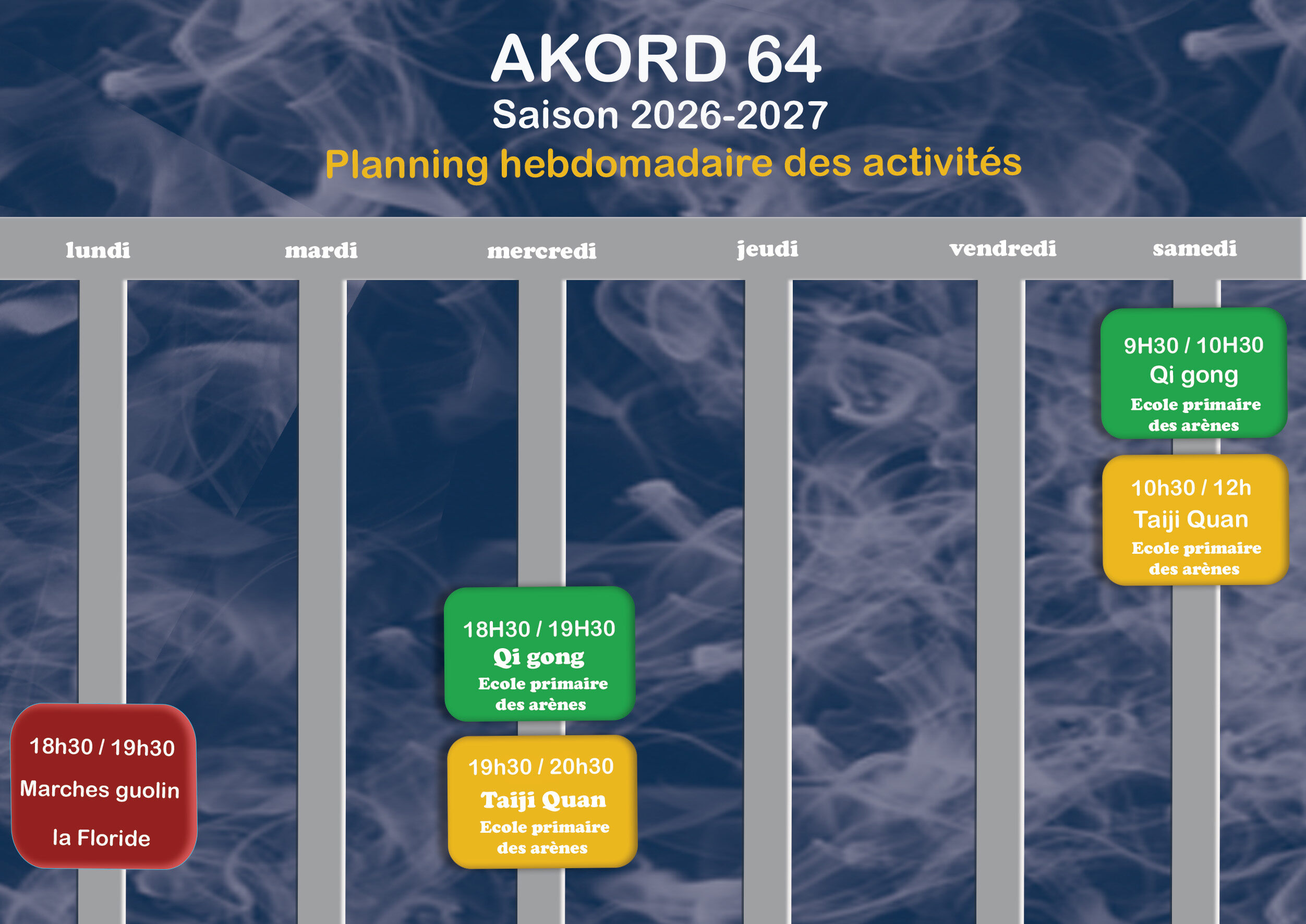 AKORD 64 - Cours de Taiji Quan - École du dos Bayonne - Qi Gong - Marches Nordiques - Gym De Gasquet - Munz Floor